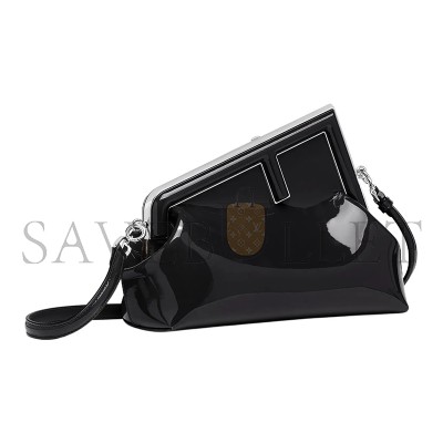 FENDI FIRST MIDI OVERSIZED F METAL CLIP PATENT LEATHER SHOULDER CROSSBODY CLUTCH 8BP137ANSNF0GXN (30*20*14cm)